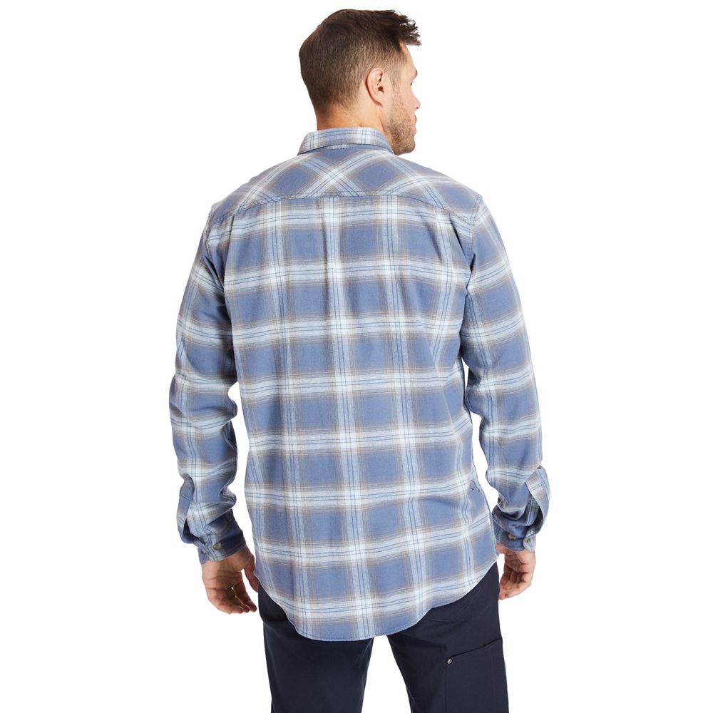 Timberland Πουκαμισα Ανδρικα Μπλε - Pro® Big & Tall Woodfort Flex Flannel Work - Greece 7058324-OG